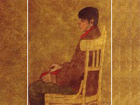 Young men _ sitting on chairs