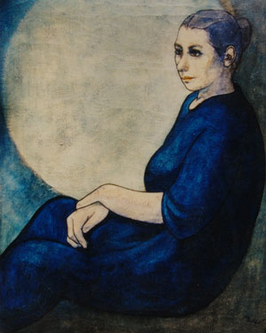 المرأة ذات الرداء الأزرق
